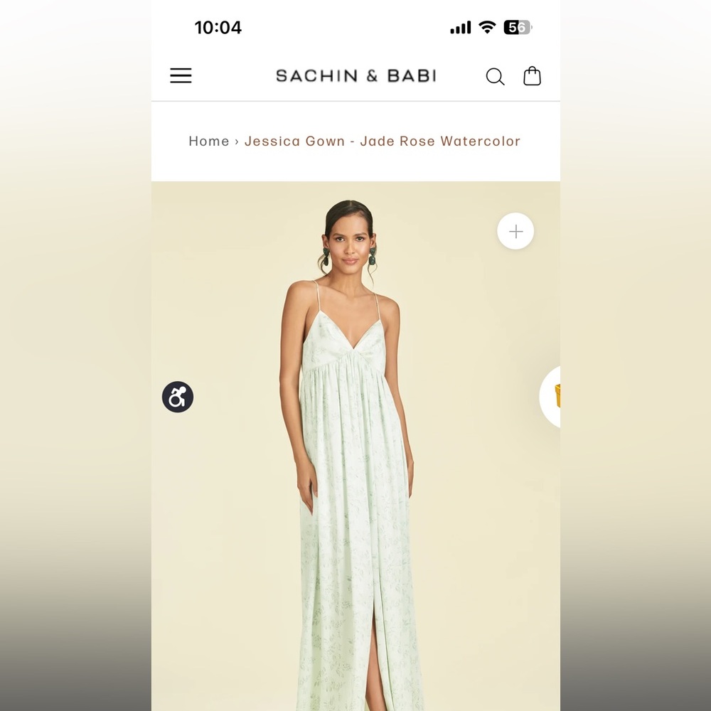 Sachin & Babi Jessica Gown - Jade Rose Watercolor